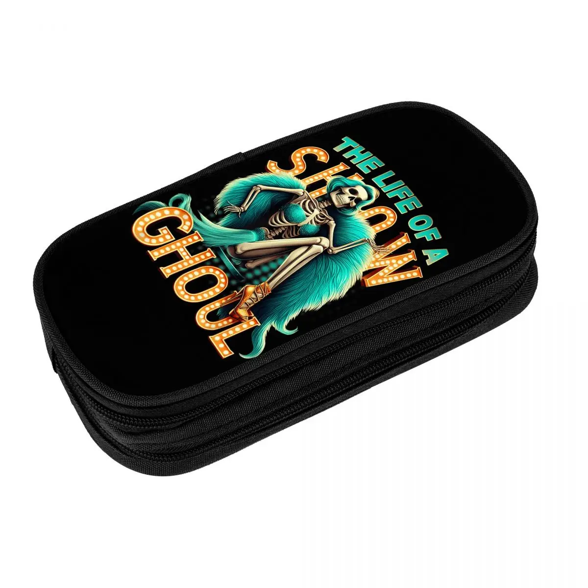 The Life Of A Show-Ghoul Retro Halloween Show Skeleton Girl Pencil Case Boy Girl Cute Pencil Box Graphic School Pencil Cases