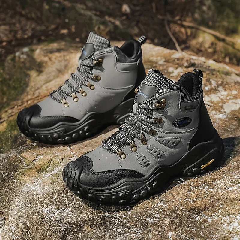 High Quality Men's Motorcycle Boots Comfortable Platform Ankle Boots For Men High Top Hiking Shoes Outdoor Non-slip Biker Boots