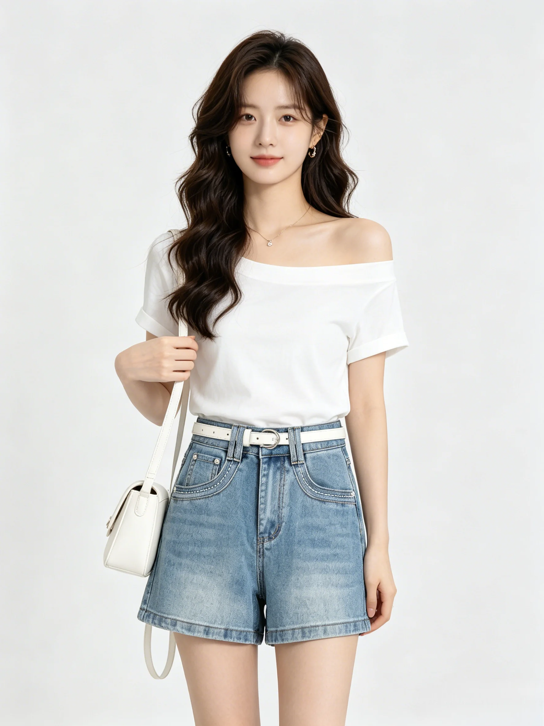 

Retro Washed Soft Denim High Waist A-Line Shorts Wide Leg Slimming Commuter Summer High Waist Korean Style Casual Shorts