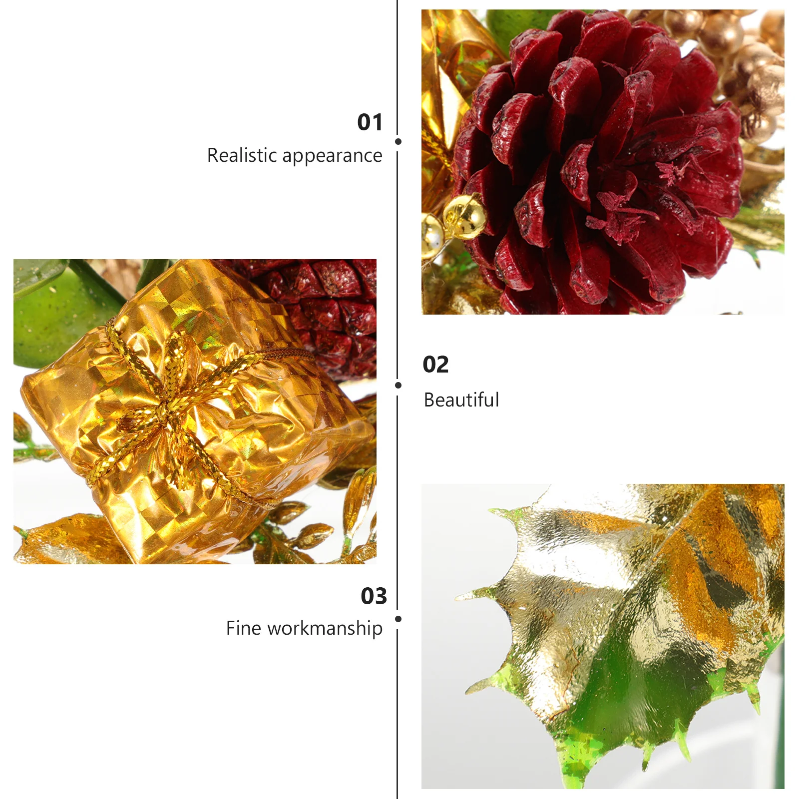 

5Pcs Christmas Artificial Flower Branches Lifelike Twigs Xmas Wreath Decor Simulation Leaves DIY Holiday Party Decorations