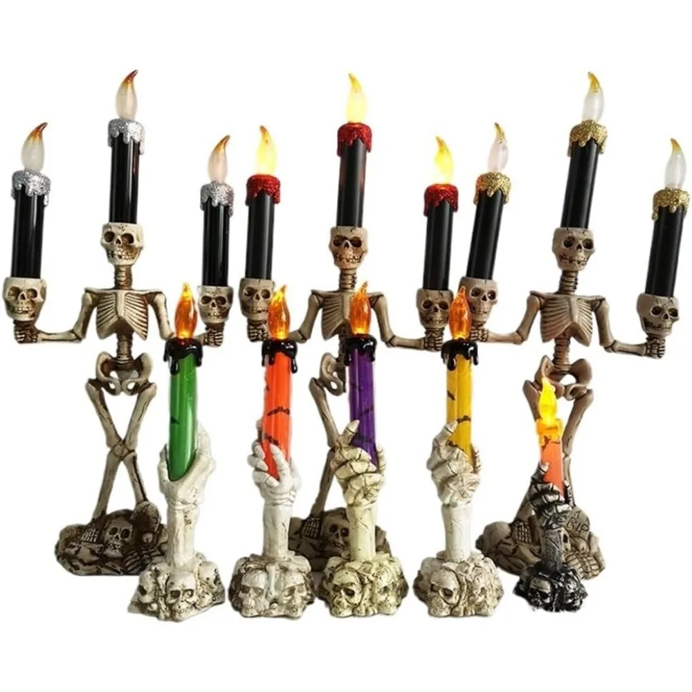 Halloween Decoration, 6 Skeleton Candle Lights Decoration Scene Layout Dress Up Horror Luminous Accessories, Halloween Props