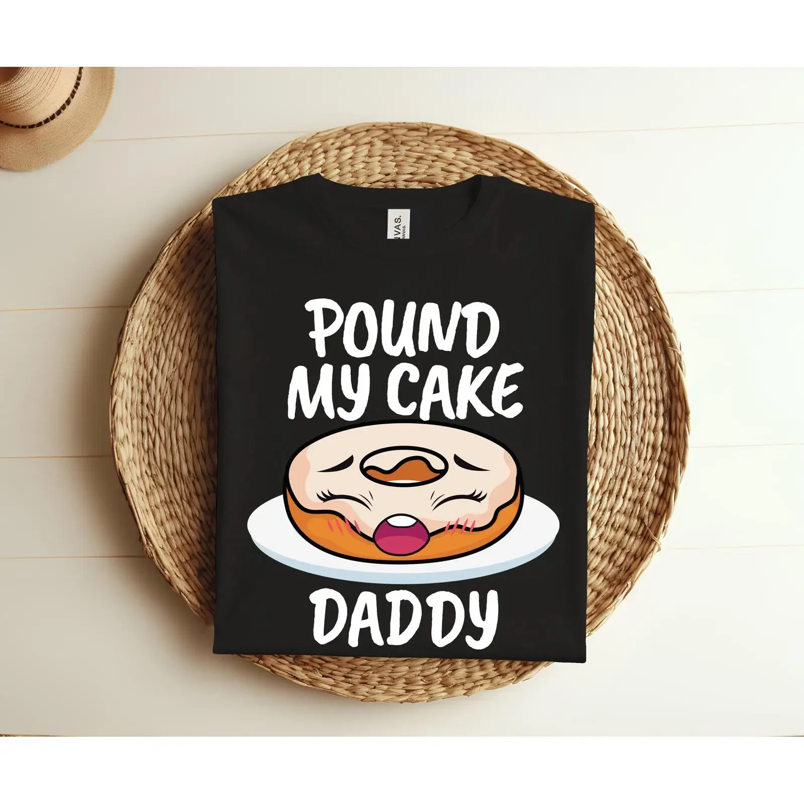 Pound My Cake Daddy Funny Donut T Shirt Adult Humor Dirty Joke Birthday Casual Party Outfit vintage Washed streetwear Unisex