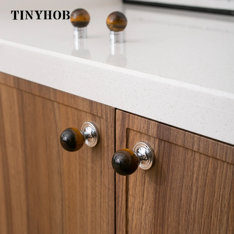 Tinyhob Luxury /Brass+ Ball Crystal Cabinet Knobs Cupboard Handles Furniture Hardware Drawer Pull Kitchen Accessories 128mm