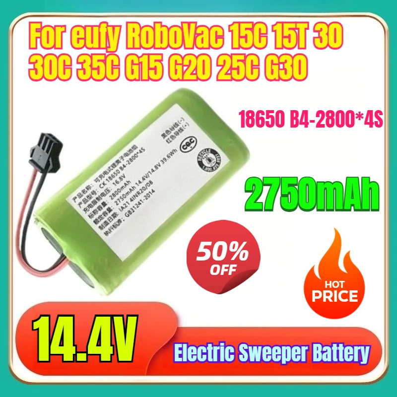

18650 B4-2800*4S 14.4V 2800mAh Battery For eufy RoboVac 15C 15T 30 30C 35C G15 G20 25C G30 Edge Robot Vacuum Cleaner Parts