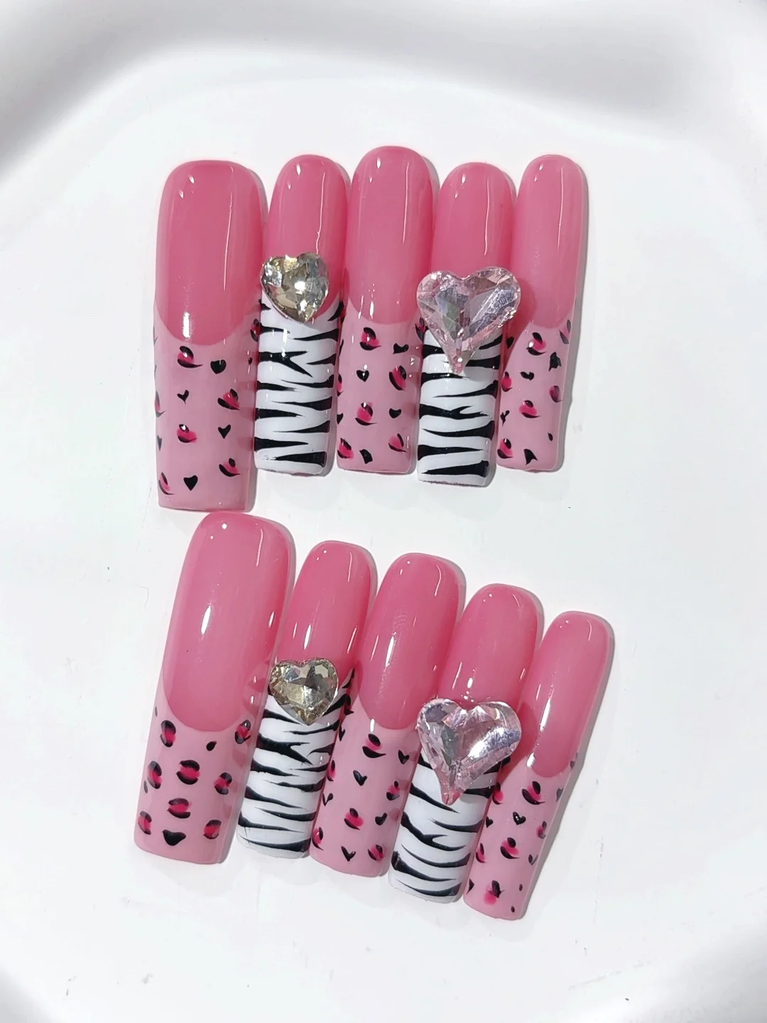 4cm النمط الفرنسي الوردي على شكل قلب حجر الراين لطيف أزياء مسمار الفن (L129) #3