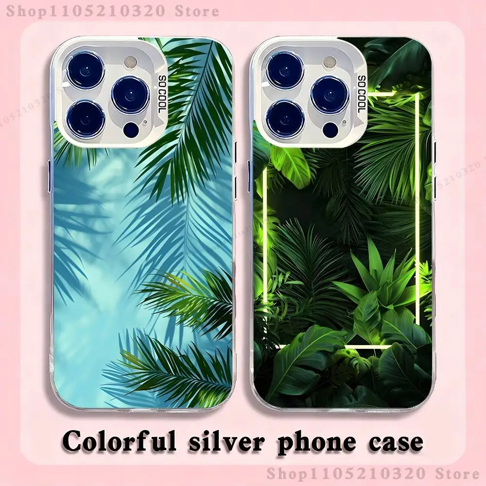 

palm leaves Phone Case For iPhone 17,16,15,14,13,12,11,Mini,Pro,E,MAX White Matte Silicone Whtie Cover