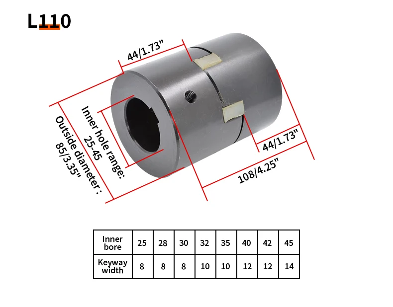 Pabrik Langsung High Quality Berb Nadal Nadal L Berb Nadal Bintang Plum Coupling L110 Durchmesser 85 (Lubang Dalam 25 bis 45) – Detail 7