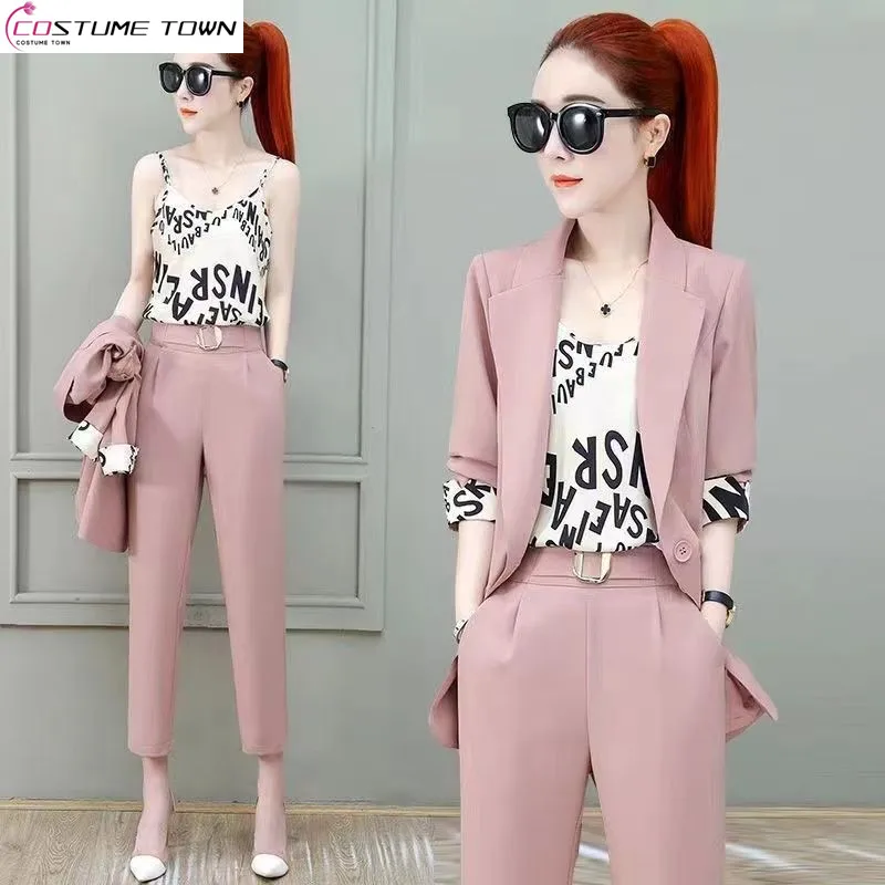 

2023 New Spring/Summer Premium Small Suit Set Celebrity Temperament Business Suit Three Piece Women's Work Suit