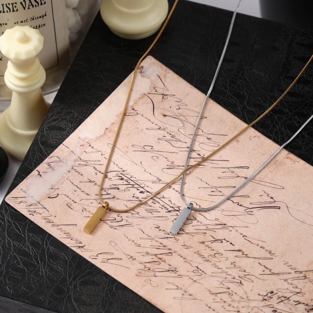 58cm Edelstahl Schlangenkette Halskette für Männer Gold Silber Farbe Minimalistischer Stabanhänger Choker Männlicher Punk-Schmuck Geschenk – Detail 6
