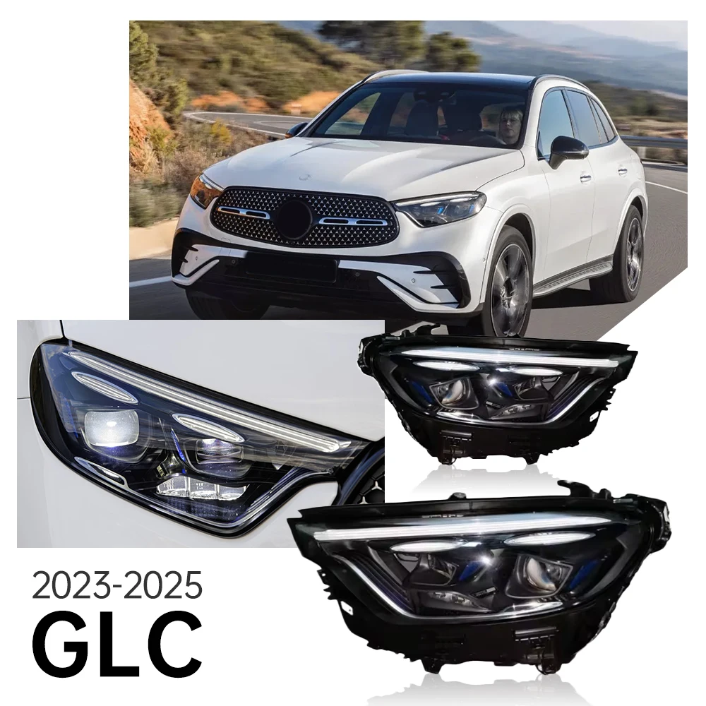 

Автомобильный свет для Benz GLC Фара 2023-2025 GLC300 GLC350 Фара Полный светодиодный DRL Указатель поворота Дальнего света Объектив проектора «Ангельский глаз»