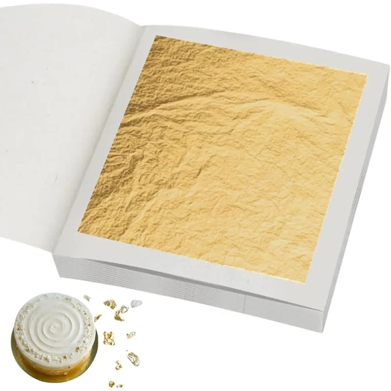 Real 24K Gold Leaf Sheets in 3 Sizes 98 Percent Pure Gold Foil for Art Craft DIY Decorations Gilding Skincare Beauty