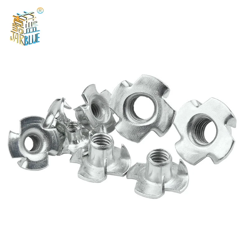 

10/ 50pcs M3 M4 M5 M6 M8 M10 M12 Four Claws Nut T-nut Blind Pronged Insert T-Nut for Wood Furniture Hardware