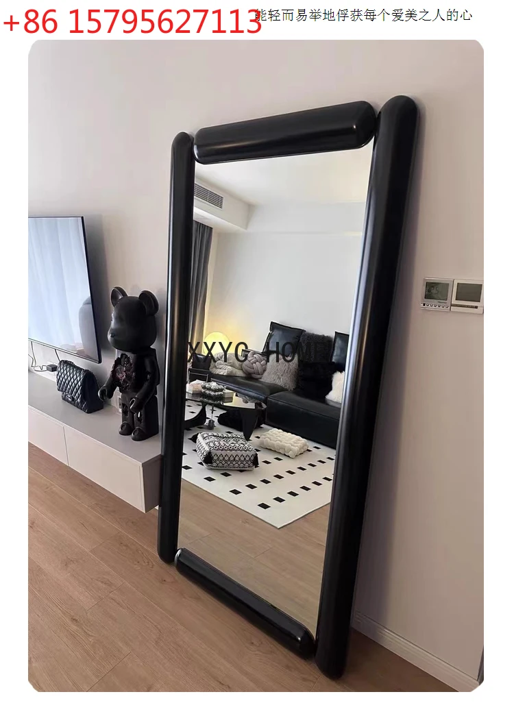 Floor Full-Length Mirror Nordic Home Wall-Sticking Large Fitting Mirror Cream Dressing Mirror
