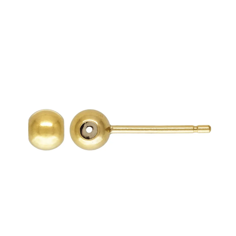 

2prs 14K Gold Filled Silicone Stopper Ball Ear Posts with Backs for Earring Jewelry Making 3mm