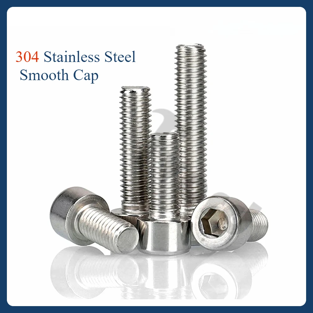 3/50Pcs M1.6 M2 M2.5 M3 M3.5 M4 M5 M6 M8 GB70.1 304 Stainless Steel Hexagon Hex Socket Smooth Cap Head Allen Screw Bolt L=3~60mm