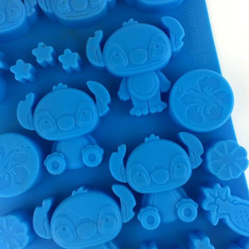 Disney stitch pudim molde dos desenhos animados sabão artesanal molde de silicone anime biscoito bolo ferramenta de cozimento moldes fondant ferramentas açúcar chocolate