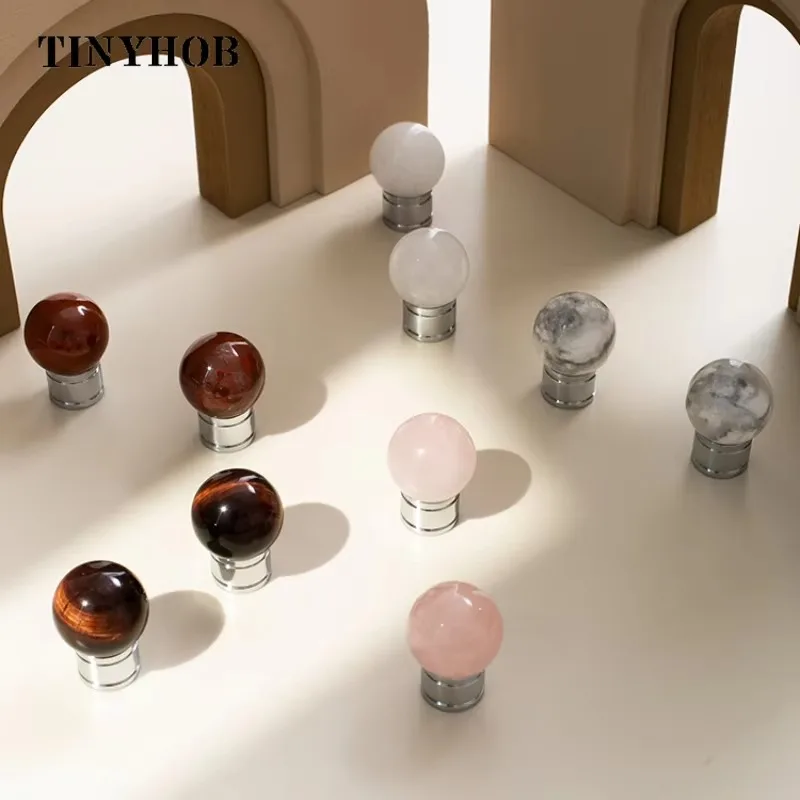 Tinyhob Pink Spherical Crystal Furniture Handles Wardrobe Dresser Cupboard Cabinet Drawer Kitchen Decorative Single Knob