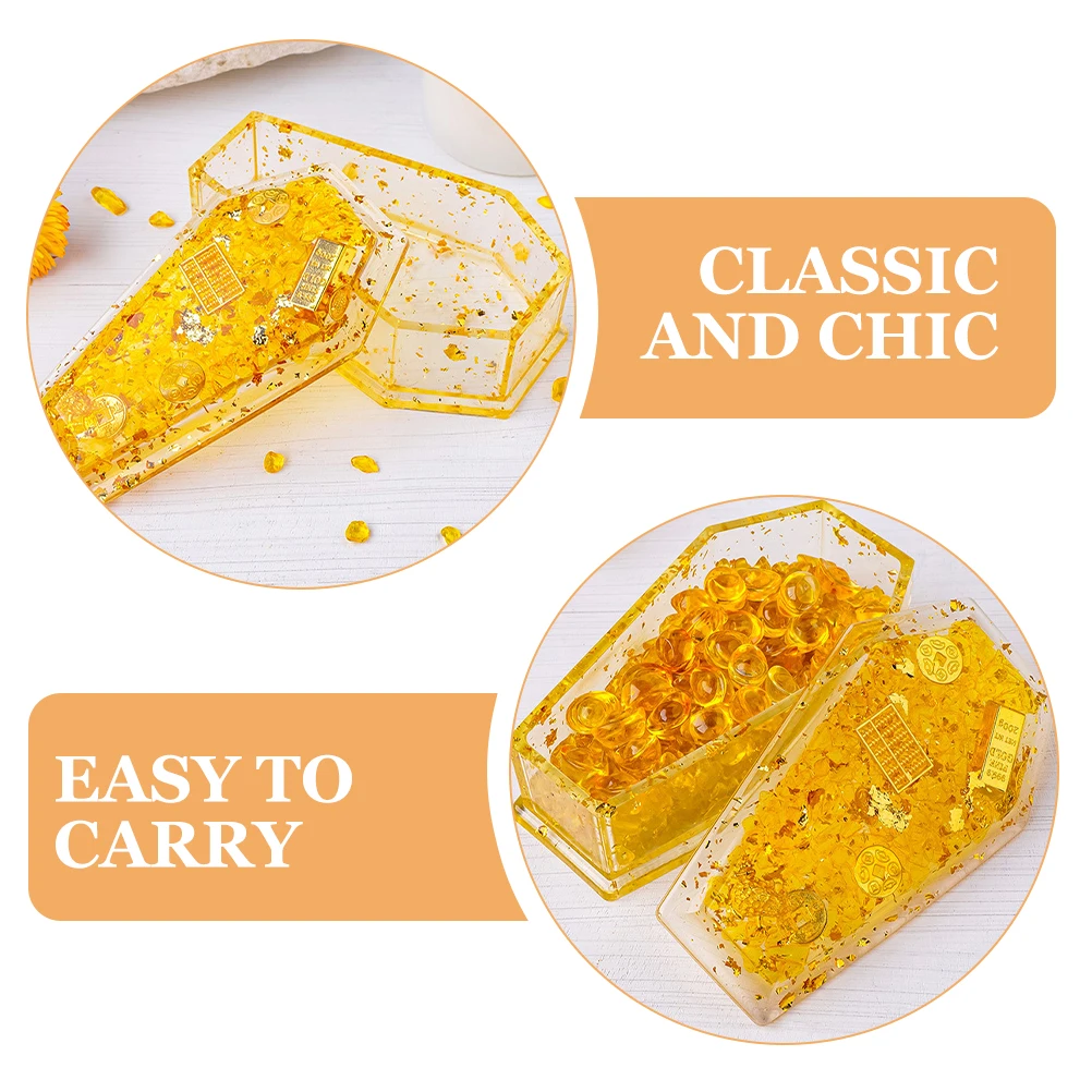 

Crystal Coffin Jewelry Box Halloween Decoration Small Boxes Yellow Portable Travel Storage Earring Necklace ganizer Treat Gifts