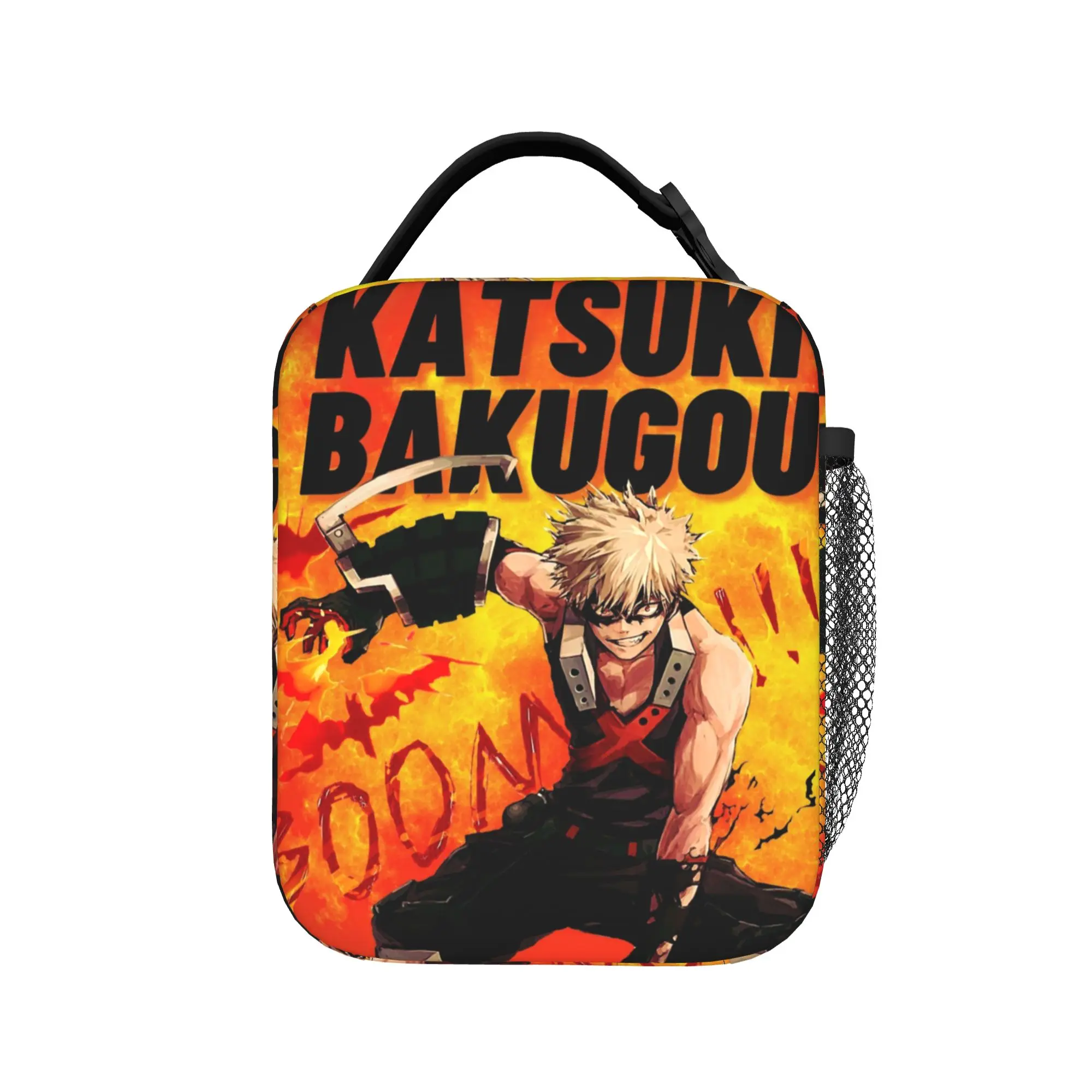 Katsuki Bakugou Boom Insulated Lunch Bags Cooler Bag Reusable,Meal Container MHA Leakproof Tote Lunch Box Food Handbags