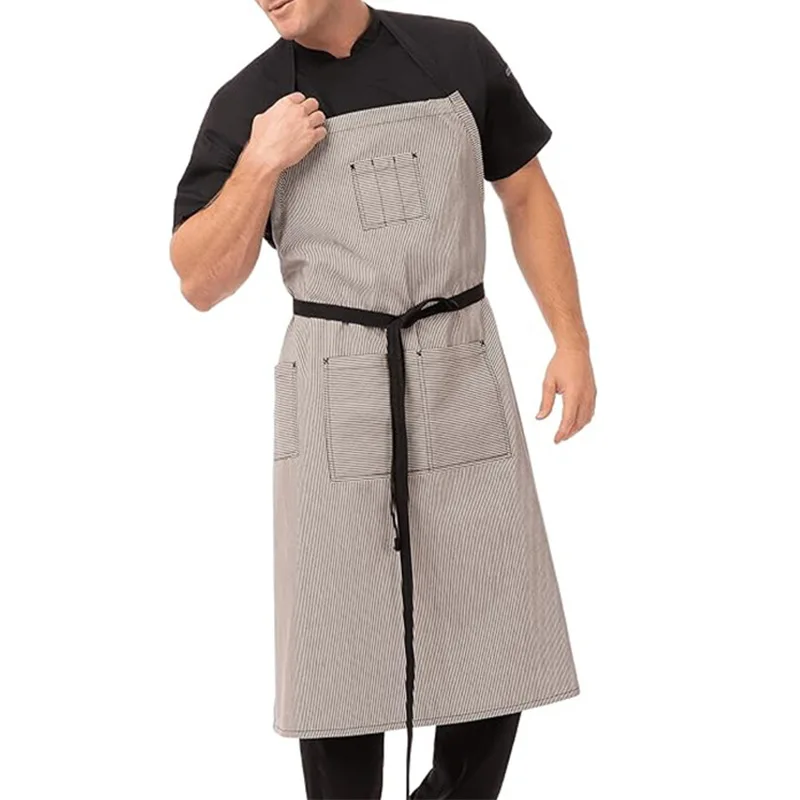 Polyester striped waterproof apron fashionable and simple kitchen home dining waiter coffee shop work clothes 1