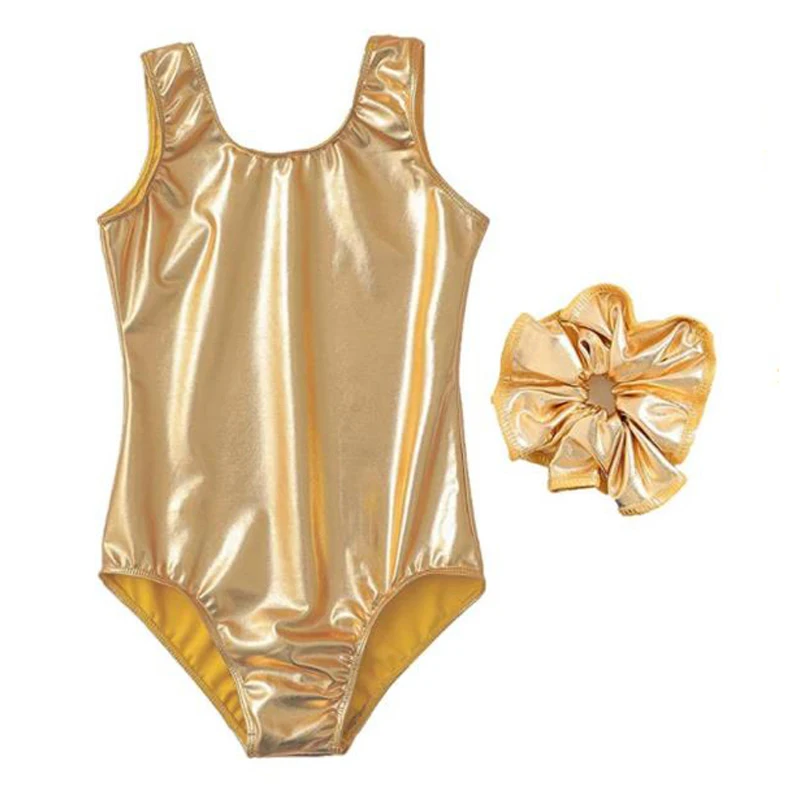 Child Tank Leotards Gymnastics Sparkle Ballet Costumes Dancewear Kids Metallic Sleeveless Stage Performance Bodysuits for Girls view 5