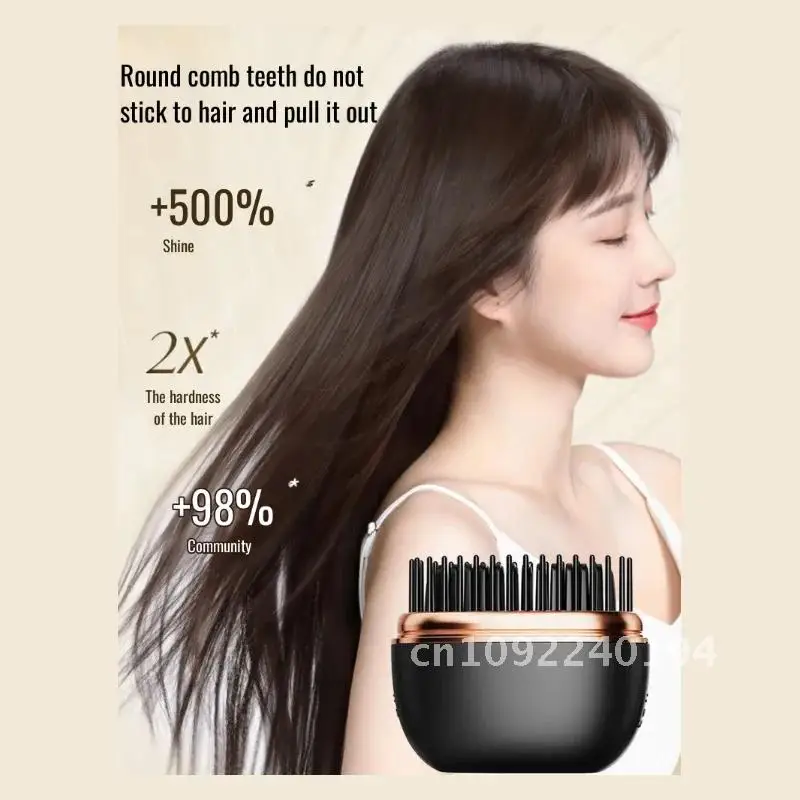 ポータブルワイヤレス充電式ミニストレートヘアアイロンブラシマイナスイオンコードレスセラミック縮毛矯正コームひげコーム