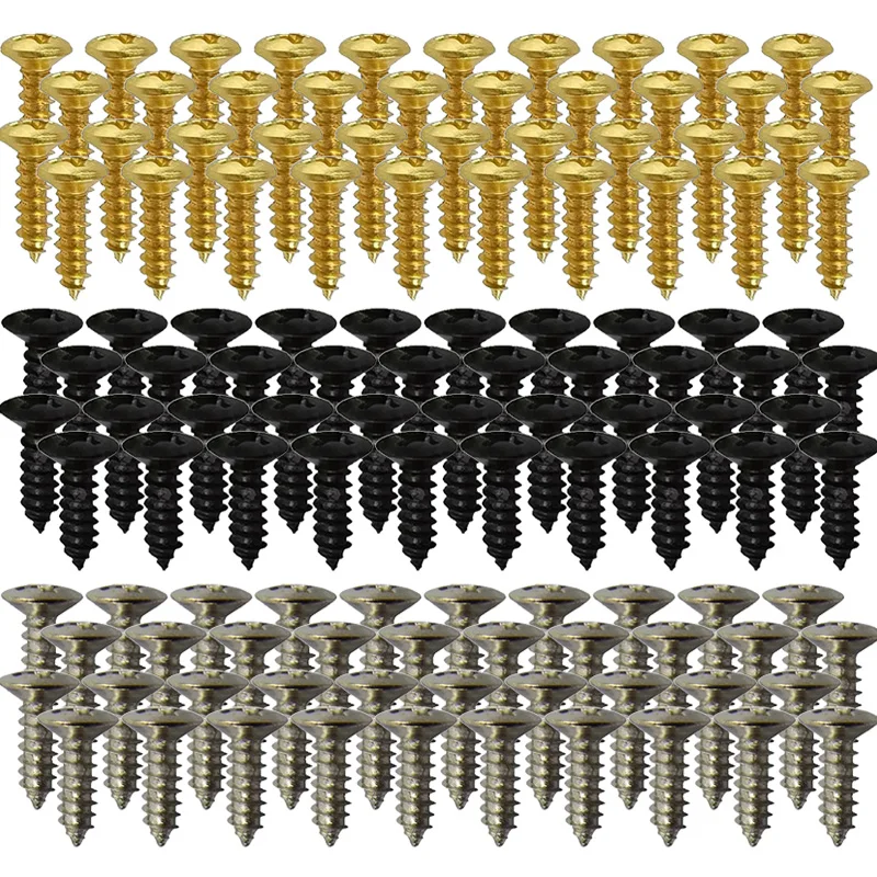 100-Pack Guitar Scratch Plate Screws, Metal Fasteners, Replacement Hardware for Guitar/Bass Pickguard & General DIY Projects TMZ