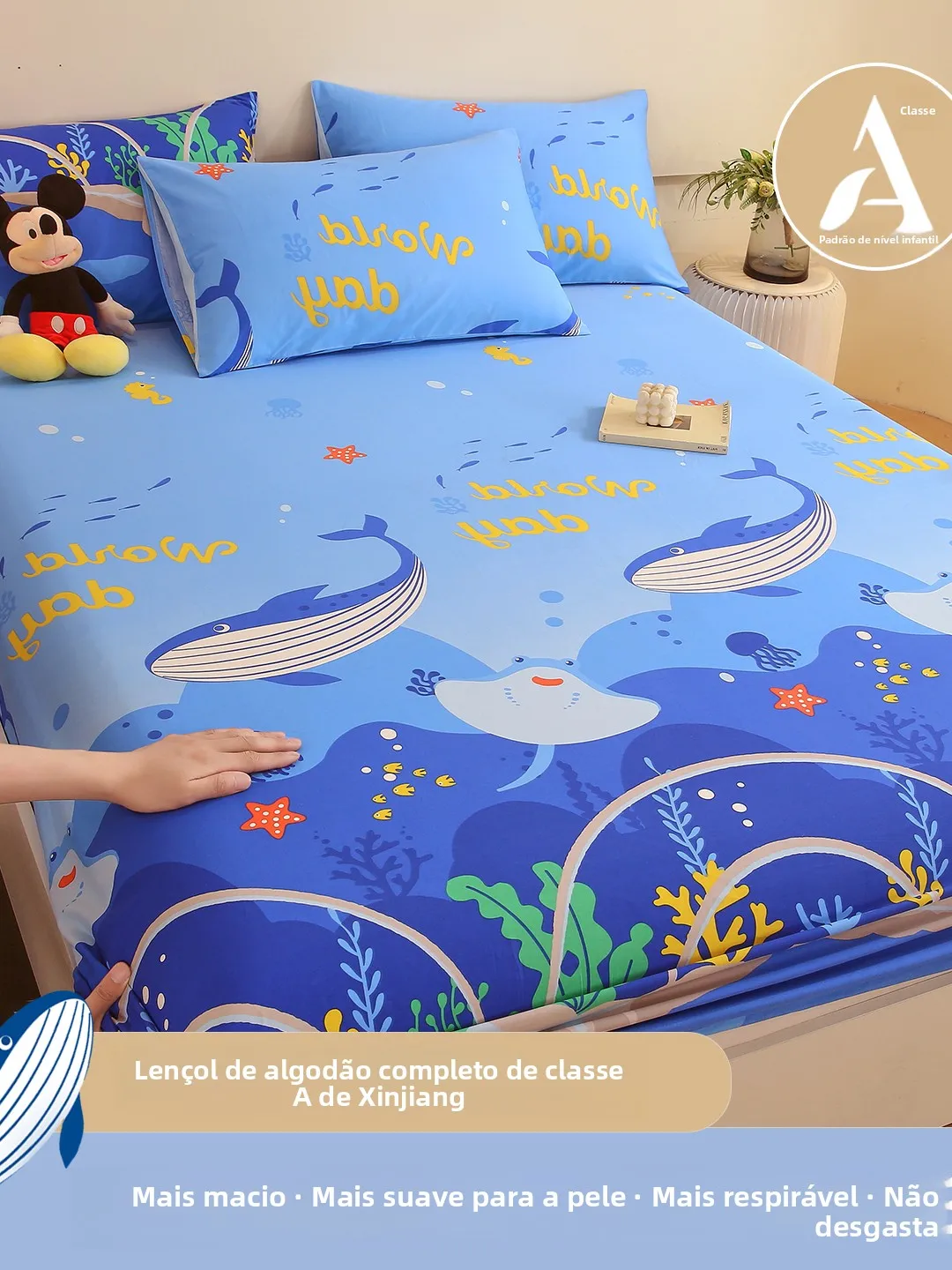 ocean-theme-pure-cotton-bed-canopy-protector-cartoon-panda-design-children's-bedding-cover-universal-fit-home-use-high-breath