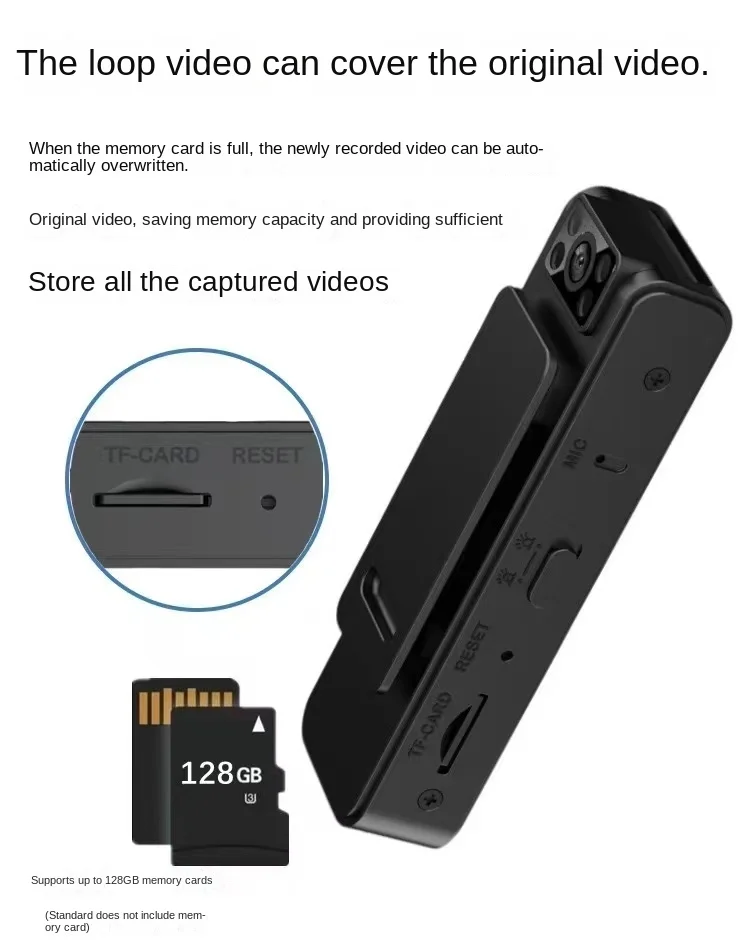 New Back Clip Portable Mini Camera Supports 90° 1080P HD Infrared Night Vision Wide-angle Shooting and Can Be Worn on The Chest