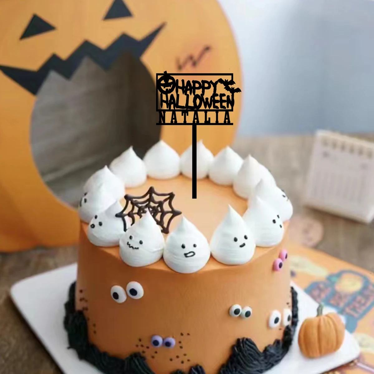 1PC Fashion Square Happy Halloween Customized Name Cake Stand Cake Ornaments Unique Birthday Party Décor
