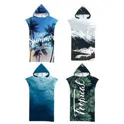 Fashion Surf Poncho Men Microfiber Surf Poncho Changing Robe With Hood Unisex Outdoor Swim Towel Warmer For Surfing And Diving