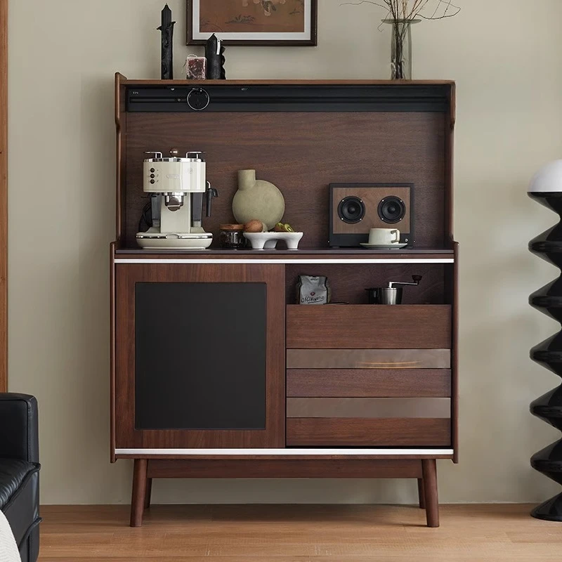 

Retro solid wood rock slab dining side cabinet integrated against the wall cabinet American secret cabinet small apartment
