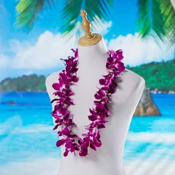 Purple Orchid Hawaiian Graduation Lei Tropical Elegance Popular Dendrobium Orchid Garland for Women Weddings Festive Events
