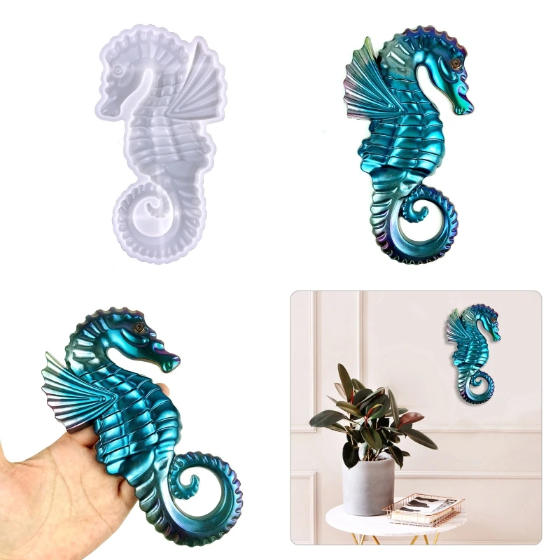 

R3MC Semi-stereoscopic Seahorse Wall Ornaments Drop Glue Mold Diy Wall Pendant Desktop Decoration Epoxy Silicone Mold