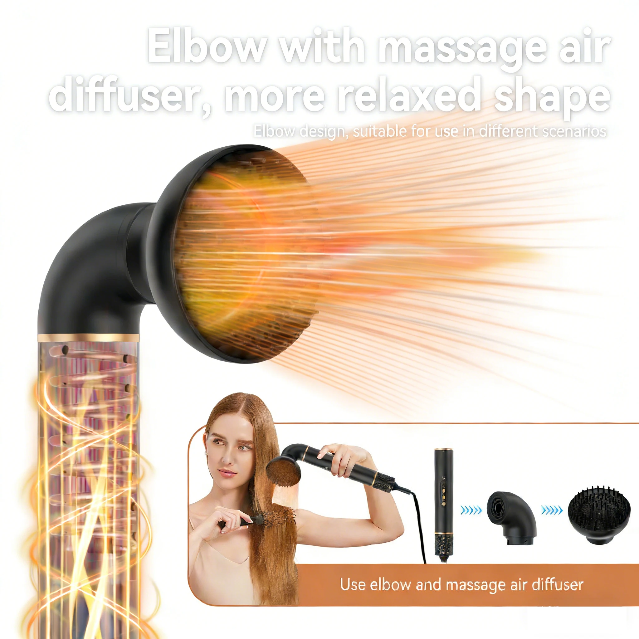 7-in-1 High-Speed 1400W Hot Air Styler with Negative Ionic Technology Durable Reusable Hair Dryer Straightener Curler Volumizer - view 5