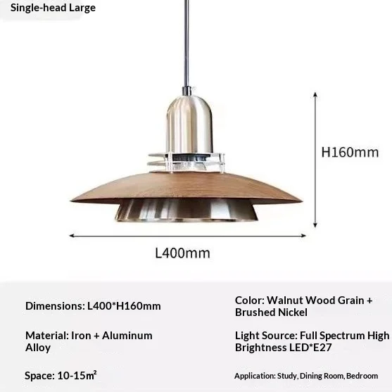Creatief UFO-schotelontwerp Walnoot hanglamp Amerikaanse vintage retrostijl voor eetkamer restaurant verlichting kamerdecoratie
