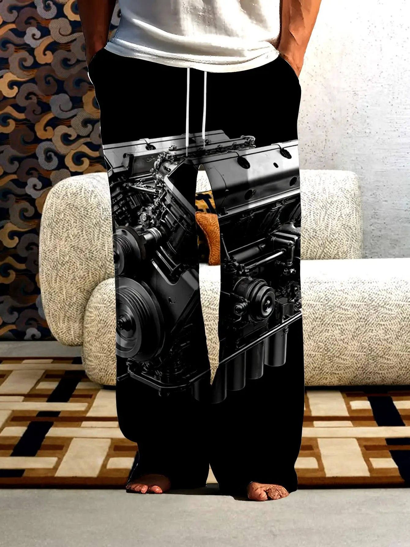 Men Casual Pant 2026 Summer 3D Printed jogging men   baggy   sport four seasons Quick drying Polyester Men clothing