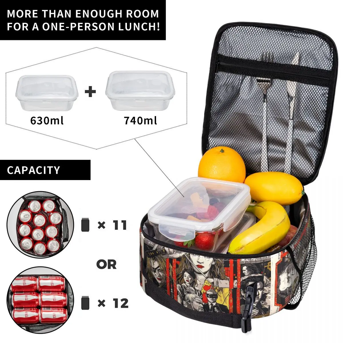 Kill Bill The Whole Bloody Affair  Lunch Bag For Women Graphic Design Lunch Box Cooler Bag Portable Oxford Thermal Lunch Bags