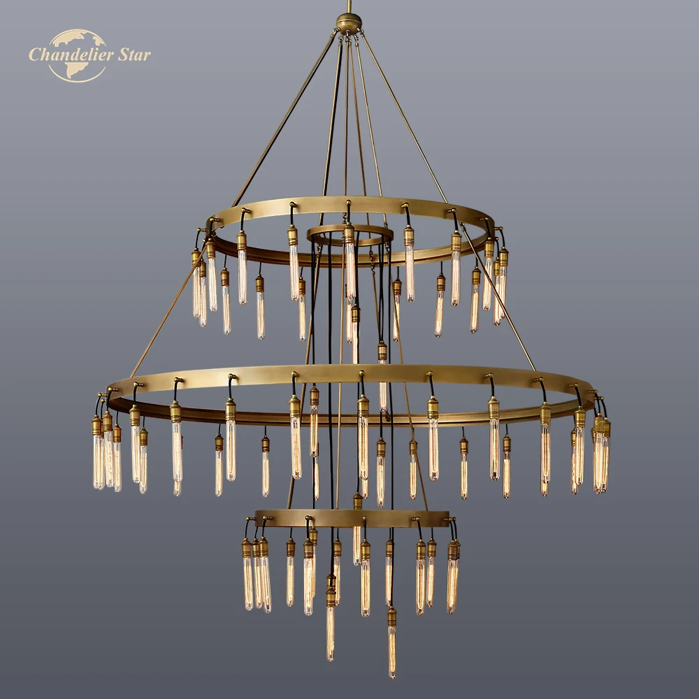 Modern  Round Chandelier Black Brass LED Axis Chandeliers Decoration Living Room Dining Room Pendant Lights Fixture