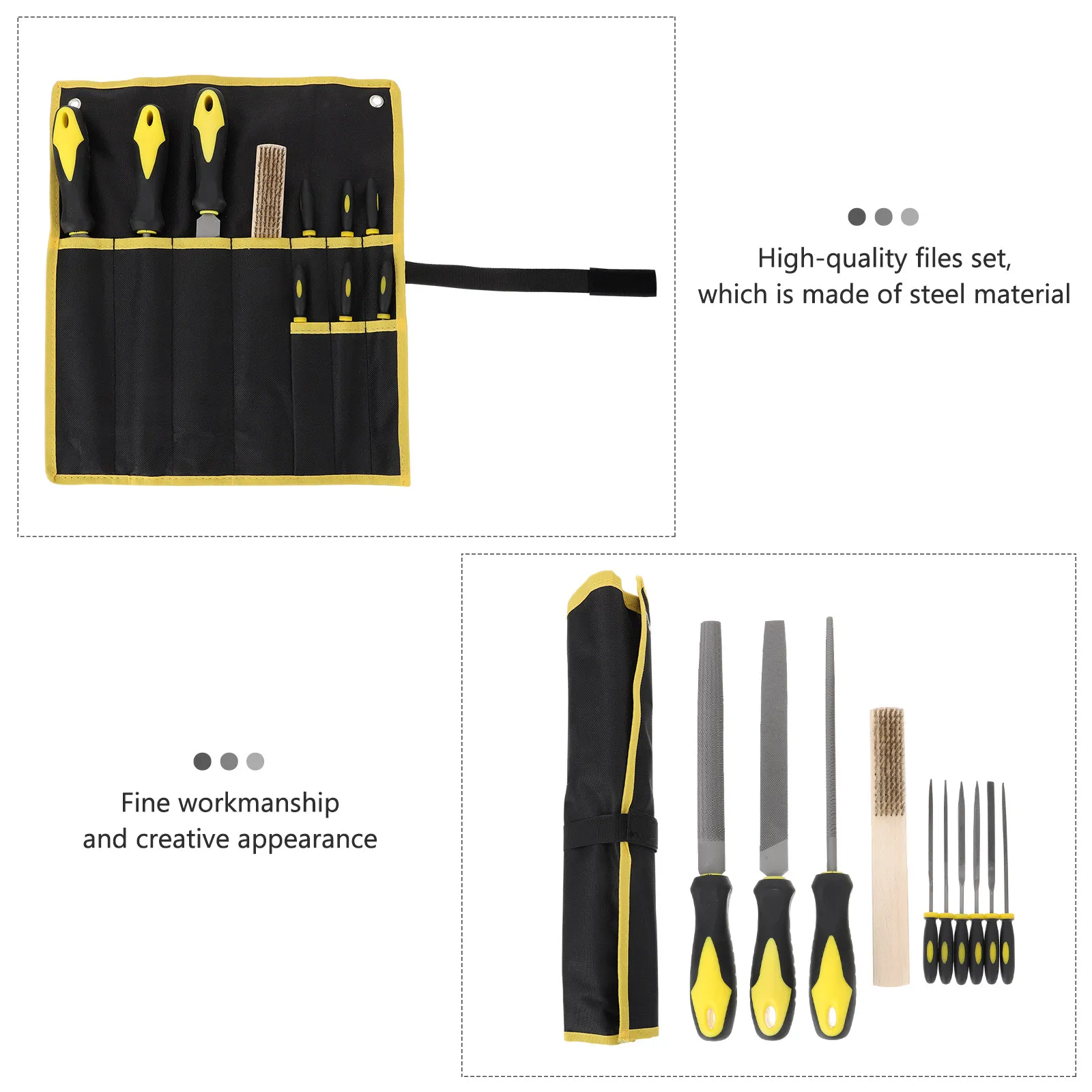 10Pcs Steel File Set Tempered Hardened High Abrasion Resistance Metal Polishing Tools for Wood Deburring Shaping