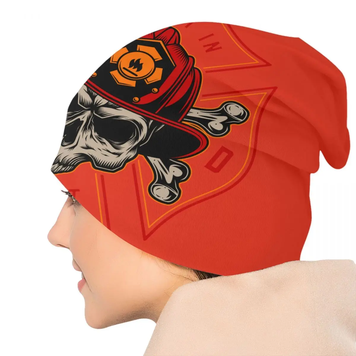 مخصص رجال الاطفاء الجمجمة Skullies Beanies قبعات للجنسين الهيب هوب شتاء دافئ محبوك قبعة الكبار النار الإنقاذ اطفاء بونيه القبعات