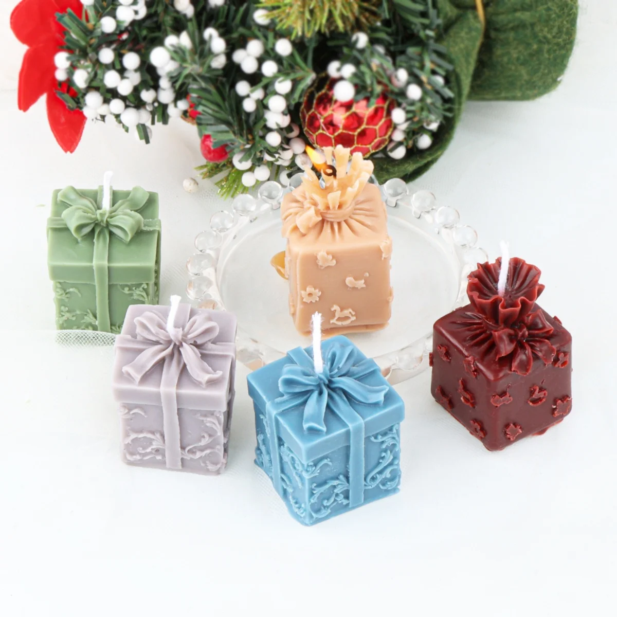 3D-Geschenkbox, Silikon-Kerzenform, Schleife, Geschenkbox, Gips, Kunstharz, Kunsthandwerk, Seife, DIY-Form, Geschenkbox, Herstellungswerkzeug, einzigartige festliche Geschenke