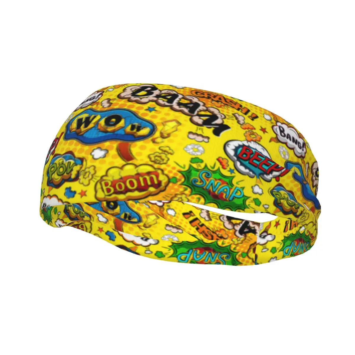 Comic Speech Bubbles Pattern Sports Sweatband Decor Elastic Headband for Yoga Running Gym Sport Hair Accessory