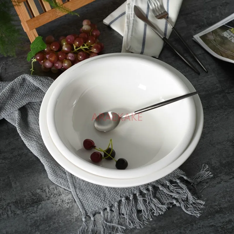 

Ceramic Restaurant Soup Bowl with Rice Big Bowl Hotel White Ceramic Soup Bowl Large Noodle Bowl Soup Bowl