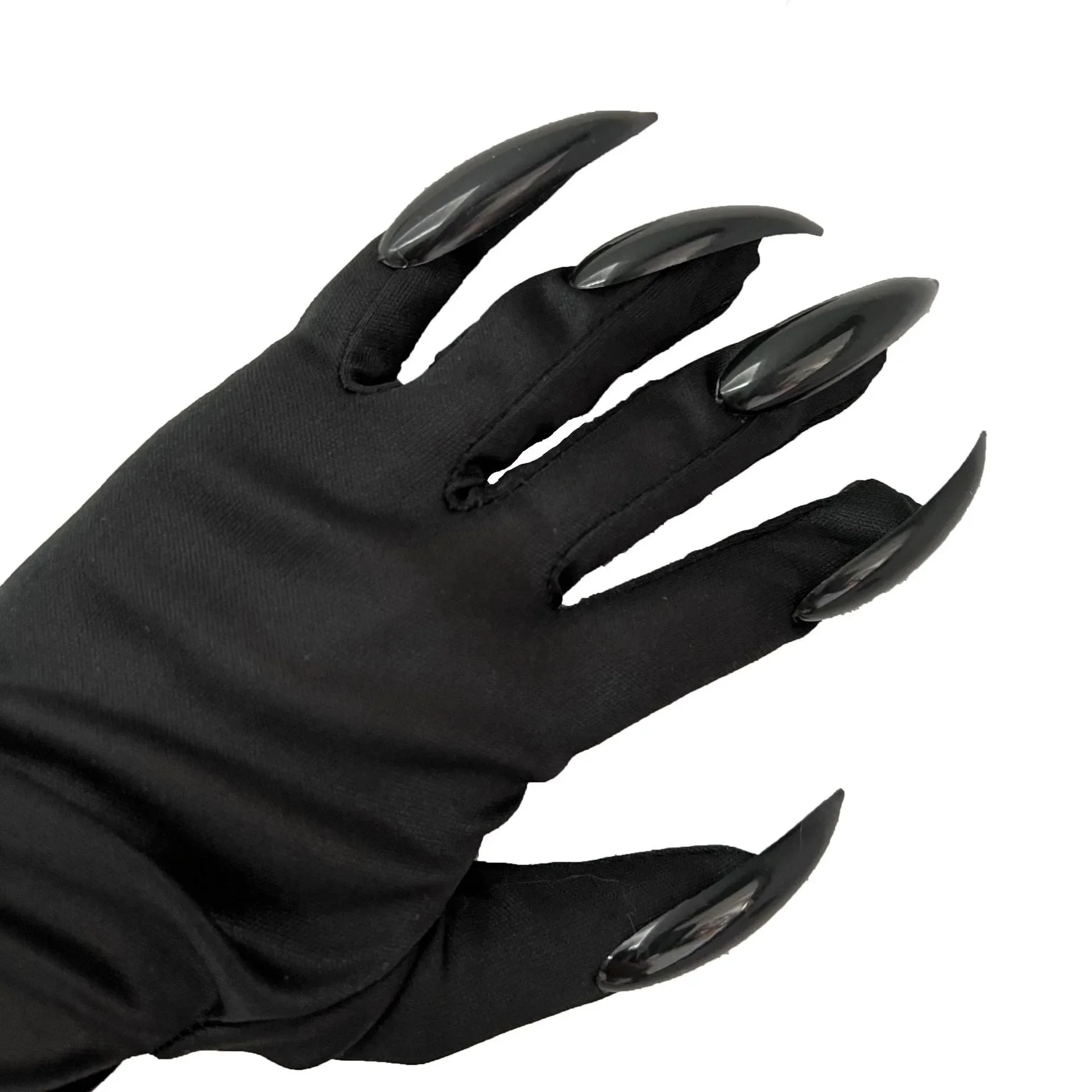 Halloween Klaue Handschuhe Schwarz Glitter Nagel Hollowen Cosplay Prop Kleid Lange Nagel Handschuhe – Detail 2