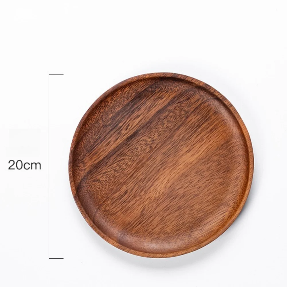Walnut Wood Circular Serving Tray 20 cm Diameter for Tea Fruits Desserts Kitchen Counter Display Minimalist Design