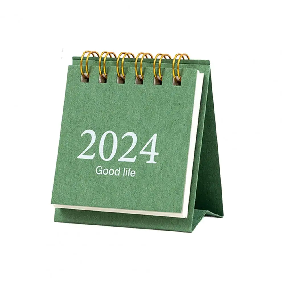 Schreibtisch kalender 2024 2024 Mini-Schreibtisch kalender Spiral spule Seite Dreh datum Aufnahme 12 Monats plan Buch für Büros chule