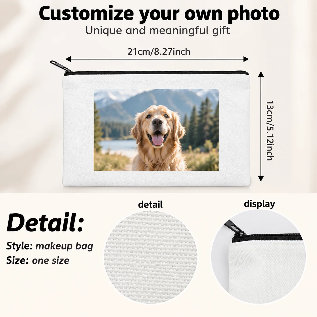 Personalized Custom Photo Makeup Bag Travel Toiletry Organizer Zipper Cosmetic Pouch Storage Case Party Gift for Women