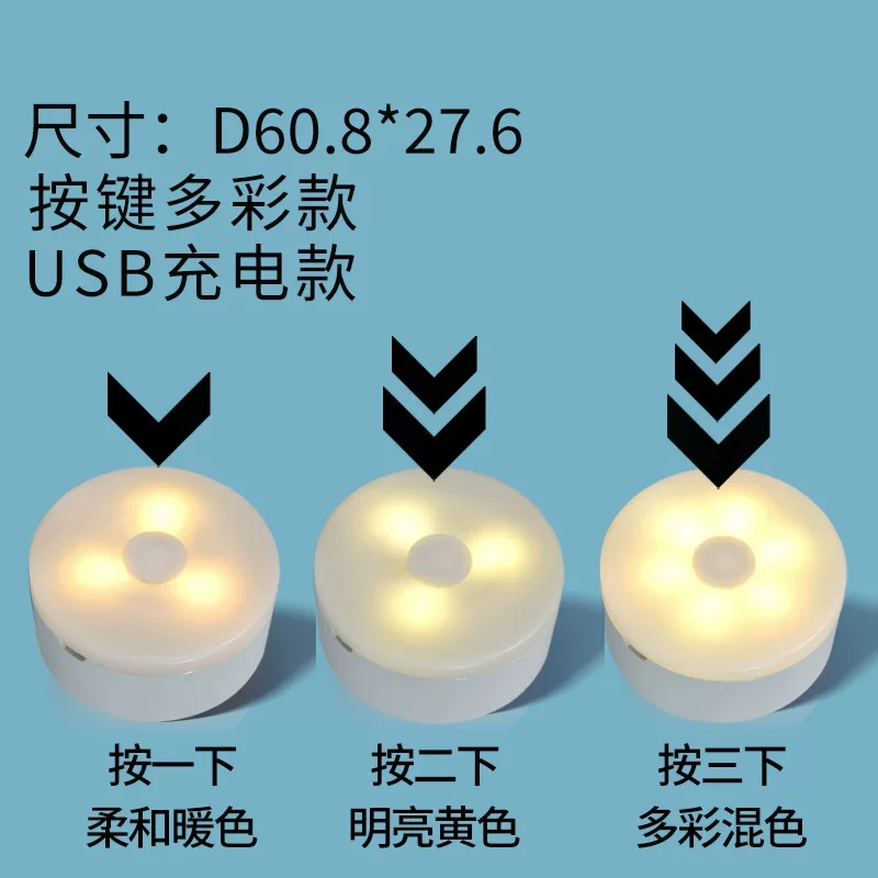 Intelligent human body induction atmosphere strip USB charging magnetic suction indoor cabinet bedside induction lighting device