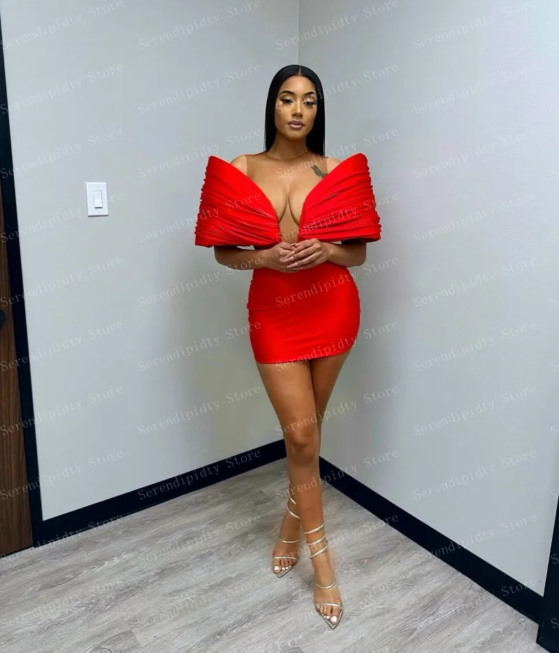 SERENDIPIDTY-Vestido De Cetim Vermelho Com O Pescoço Das Mulheres, Comprimento Mini Sexy, Bodycon, Custom Made, Vestidos De Coquetel, Ver Através, Roupas De Mulher, Sempre Bonita